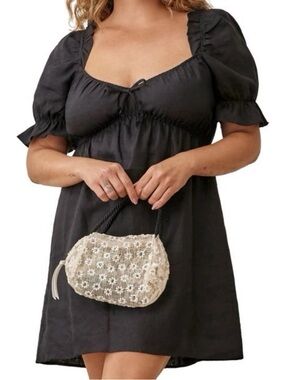 Reformation Black Puff-Sleeve Mini Dress